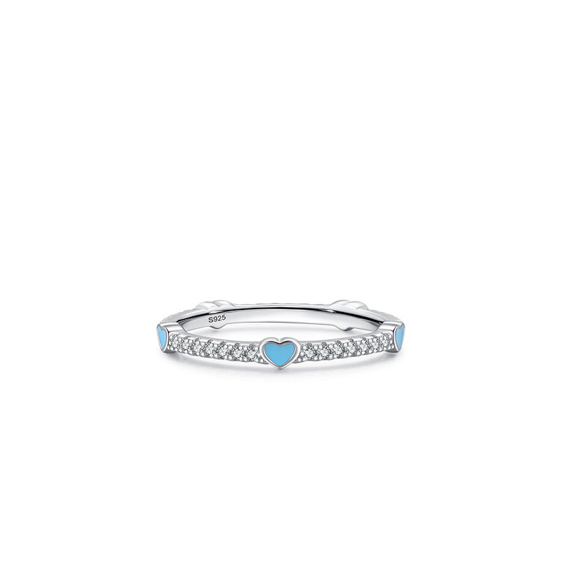 Wholesale S925 Sterling Silver Rainbow Heart Diamond Ring Bracelet OLY-BT-MoD002